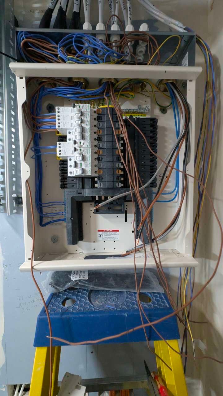 New electrical distribution board installation with labelled circuits in a London property
